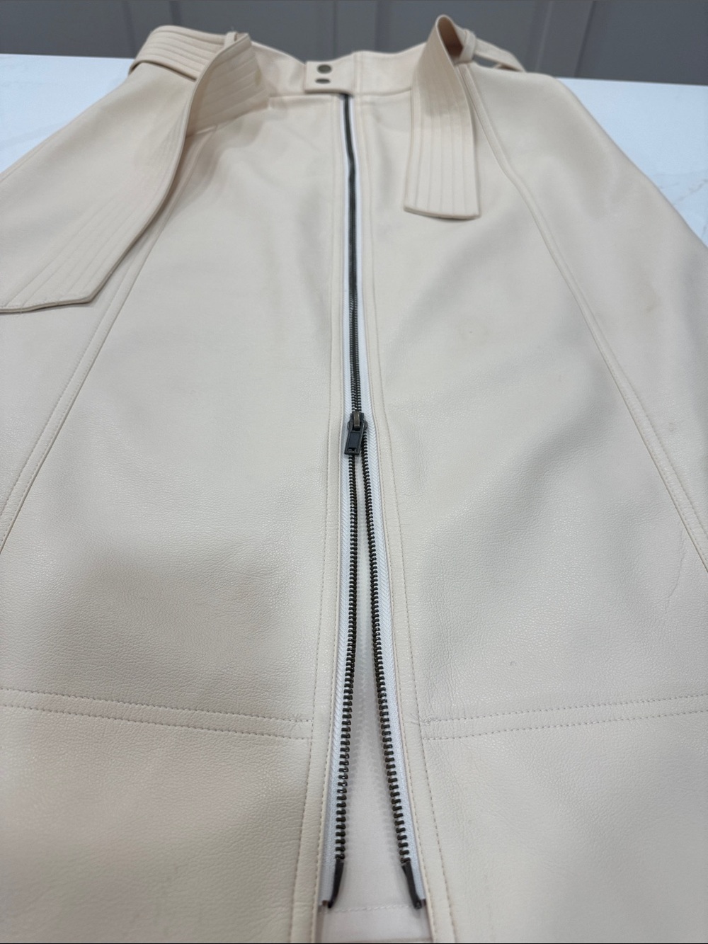 Marie Oliver Cream A-Line Midi Skirt with Front Zip & Tie Waist - Picture 4 of 6